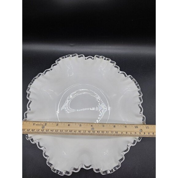 Gorgeous Fenton 8 Point Silver Crest Milk Glass Candy,Centerpiece Bowl MCM Vtg - Picture 7 of 11
